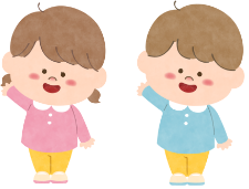 おててをあげてる園児